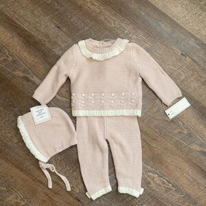 Baby pink and white baby girl 3 piece set NEW!!